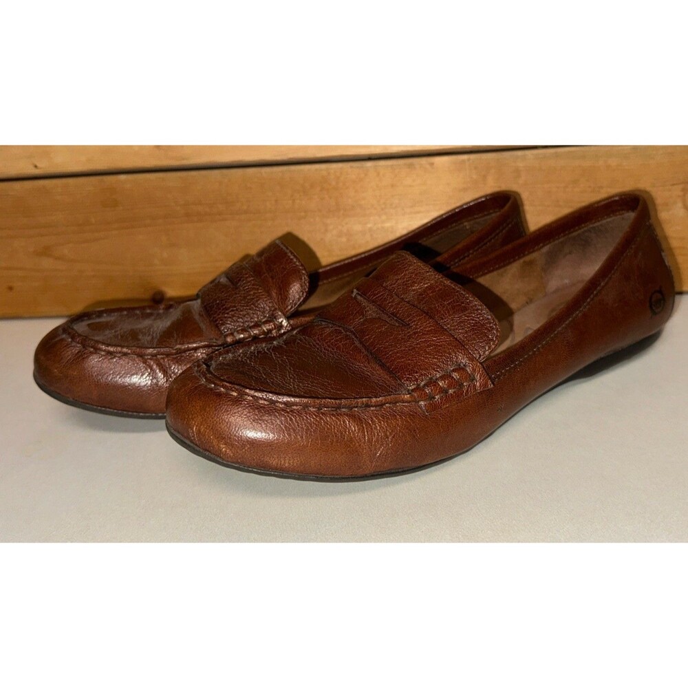 Born Shoes Womens Size 8 Brown Leather Slip On Loafer Flats Casual Comfort - Picture 2 of 9